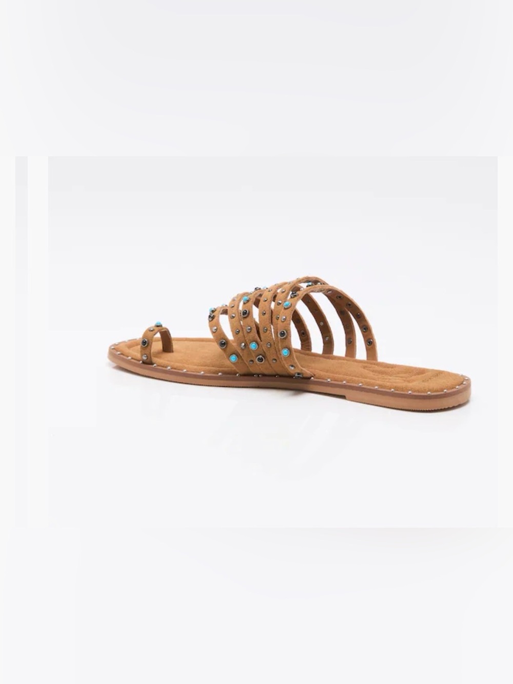 Free People Santa Fe Studded Suede Multi-Strap sandals w Turquoise Accents, 7.5 - Picture 3 of 6
